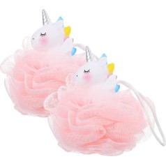Unicorn Loofah Cartoon Animal Loofah Kids Loofah Girls Bath Sponge Bath Sponge Exfoliating Scrubber Body Bath Ball for Kids Pack of 2