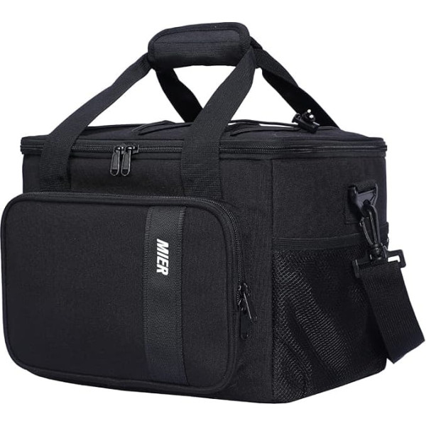 MIER 16L Large Cooler Bag Insulated Lunch Box Bags Cooler Bag for Adults Men Women for Work Picnic Travel Beach (Black)