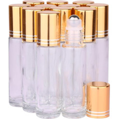 inice Essential Oil Roller Bottles 10ml Clear Glass Bottles Stainless Steel Ball Metal Cap for Daily Care Pack of 12