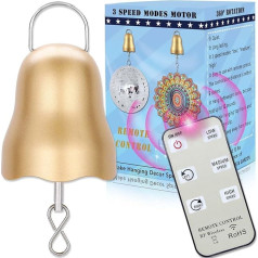 SuLiao Wind Chime Motor, 1-30RPM Slow Disco Ball Motor with Remote Control, 3 Rotating Speed Modes, Gold Rotating Ornament, Hanging Wind Chime (JGMD Motor)