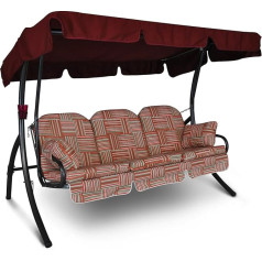 Angerer Ibiza Hollywood Swing, Garden Swing Made in German, Swing for Sitting, Lying and Relaxing, Includes Bed Function, Easy Assembly (Red-Beige Patterned)
