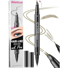 iMethod Curved Microblading Eyebrow Pencil - Eyebrow Pencil 2-in-1 Dual-Ended Eyebrow Pencil Micro Fork Tip Applicator & Precise Brush Tip Creates Natural Eyebrows, Light Brown