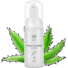 LOVELY Eyelash Shampoo for Eyelash Extension - Aloe Vera Fragrance - 50 ml | Oil-Free Foam Cleaner for Eyelashes | Gentle Cleanser for Eyelashes & Face | Makeup Remover Shampoo for Lash Extensions
