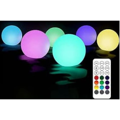 Pack of 6 Floating Pool Light, Garden Ball Light, LED Spa Light, IP68 Waterproof Colour Changing LED Bathtub Night Light, Whirlpool Lights, Ball Lamp, Garden Lights, Outdoor
