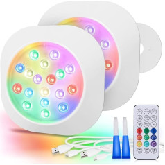 LyLmLe Rechargeable LED Pool Lights, 14 cm Fully Waterproof RGBW Underwater Spotlight with Remote Control, Lasts up to 40 Hours, Magnetic Pool Lighting for Steel Wall Pool, Frame Pool, Wooden Pool,