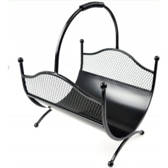 Wood Basket for Firewood Made of Metal for 121 Firewood - Black Wooden Shelf Firewood Outdoor - Fireplace Accessories Indoor - Basket for Firewood Basket Storage Firewood Rack