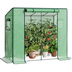 Tomato Greenhouse, Foil Greenhouse, Tomato Greenhouse Balcony, Tomato House Sturdy, 200 x 77.5 x 170 cm, with PE Grid Film and Remote Screen, Sloping Roof, Garden, Green EGN30GH02G3