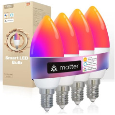 MOES Smart Light Bulb Matte E14, WiFi Alexa LED Lamp RGBCW, WW, with Dimmable, Music Synchronization, 16 Million Colours, Compatible with Apple HomeKit, SmartThings, Alexa, Google Home, Pack of 4
