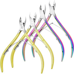 4 Packs Premium Stainless Steel Cuticle Nippers for Home Manicure and Pedicure Spa Salon Gold and Rainbow
