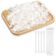 200 Stück Wattestäbchen, einzeln verpackte Wattestäbchen, einzeln verpackte Papierstäbchen mit doppelter Spitze für Ohr, Make-up (4 Stück pro Beutel, 200 Beutel, doppeltes rundes Ende)