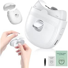 Electric Nail Clippers, Automatic Nail Scissors, Professional Nail Polisher for Children, Elderly, USB Rechargeable Nail Clippers, Cordless Curved Design for Elderly People (White)