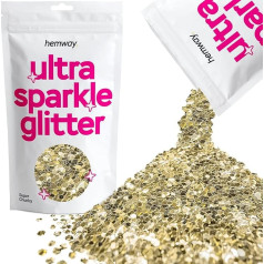 Premium Ultra Sparkle Glitter, Multipurpose Metallic Flakes for Arts, Crafts, Nails, Cosmetics, Resin, Festivals, Face, Hair, Champagne Gold, Super Chunky (3 mm), 100 g