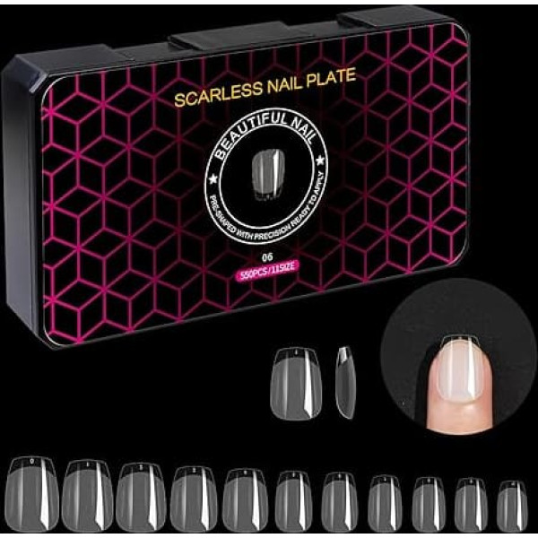 Short Coffin Soft Gel Nail Tips, 550 Pieces Pre-shaped Fake Nail Tips for Nail Gel Polish, Full Cover Acrylic Nails, French False Nails for Nail Extension, Nail Art