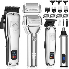 Suttik 4 in 1 Hair Trimmer Set Men's Hair Trimmer Beard Trimmer Nose Ear Trimmer Professional Electric Shaver Razor Rechargeable Barber Kit Gifts for Him