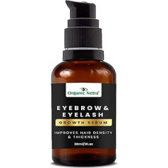 Eyebrow & Eyelash Growth Serum, Improves Hair Density and Thickness, Nourishes and Strengthens Eyebrow and Eyelashes Look, Enriched with Organic and Natural Ingredients, 1 oz