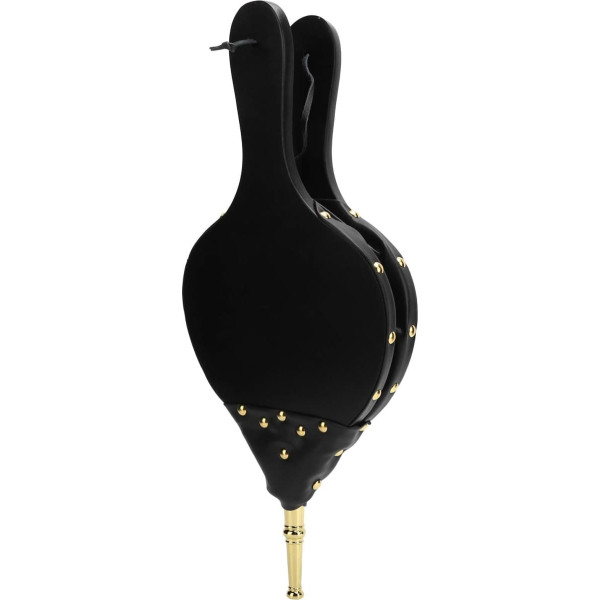 Bellows Fireplace, 16 x 7 Inch Wooden Fireplace Bag, Manual Fire Bellows Air Blower with Hanging Strap for Outdoor Cooking Camping BBQ Fireplace Wood Stove (Golden Nozzle)