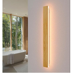 AOEH LED Wall Light Indoor Wooden Wall Lamp Dimmable with Remote Control Long Wall Light Made of Bamboo 29 W Lamps Wood Wall Lighting Modern Wall Lamp for Bedroom Living Room Hallway Staircase 80 cm