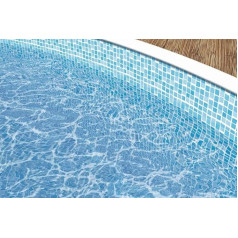 Pool Inner Film with Mosaic Pattern for Oval Steel Wall Pools 550 x 370 x 120 cm 0.3 mm Thickness Pool Inner Cover Made of High-Quality PVC Replacement Film with 10 cm Overlap