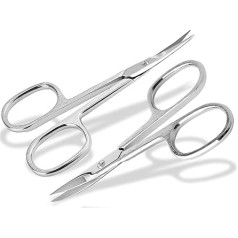 Left-Handed Nail Scissors Set, Classic, Silver, Stainless Steel, 9.5 cm, Premium Quality