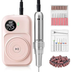 Nail Cutter for Gel Nails Professional 45000 rpm: Madenia Cutter Nails Wireless with 6 Metal & 7 Ceramic Bits, Portable Electric Nail File for Acrylic Nails, Manicure, Salon & Home, Rose