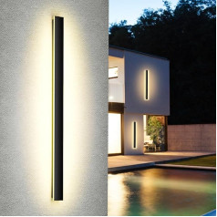 Long Villa Wall Light, Black, Outdoor Wall Light, Waterproof IP65, Aluminium Acrylic Outdoor Lamp for Gardens, Patios, Bedroom, Living Room, Indoor, Warm Light (150 cm)