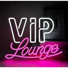 VIP Lounge Neon Sign for Wall Decoration, Pink White Neon Lights Letters Neon Light Sign VIP Neon Neon Light Advertising with USB Power for Hotel, Club, Cafe, Bar, Office, Shopping Mall, Playroom