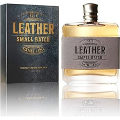 Tru Fragrance & Beauty Leather No. 2 Eau de Cologne Spray - Small Series - Vintage Label - Bold Masculine Fragrance - Woody Notes - 3.4 oz