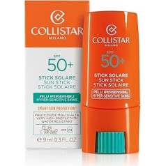 Collistar Active Sun Protection Stick for Hypersensitive Skin SPF 50+ Practical with a Transparent Texture Leaves No Marks on the Skin Waterproof 9ml