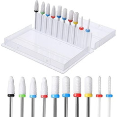 10 Pieces Ceramic Nail Drill Bit Set 3/32 Professional Acrylic Nail File Drill Bit Set Pedicure Nail File Cuticle Remover Crystal Nail Extension for Manicure and Pedicure Salon Professionals
