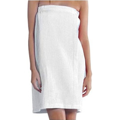 BY LORA Lightweight Waffle Towel, Spa Bath Towel for Women, White, One Size, Long Size
