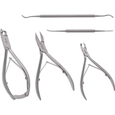 OTTO HERDER Manicure Set with Nail Clippers and Podiatry Instruments, Rustproof, 5-Piece Set with Head Cutter, Corner Pliers, Cuticle Nippers, Corner Lifter and Corner File