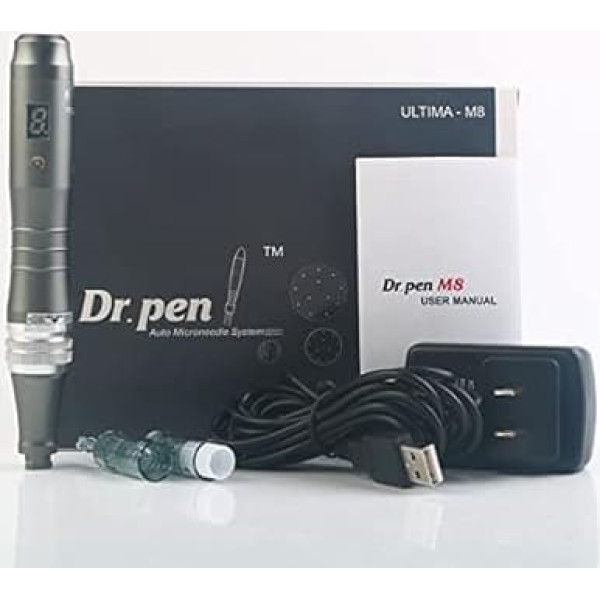 Electric Microneedle Pen M8 Microneedle Pen Rechargeable Microneedling Pen Skin Care Tool Set with 2 Cartridges 16-Pin (Wired)