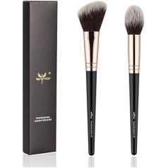 Anmor Contour and Highlighter Brush Set, Premium Blush Bronzer Face Makeup Brush Kit, Perfect for Cheek Nose Blending Contouring (Black, Contour/Highlighter)