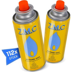 ZMC Pack of 112 Butane Gas Cartridges 227 g with Valve Type MSF-1a, Universal Gas Cartridges Butane Gas Cartridges with Bayonet Connection for Camping Stove, Gas Heater, Gas Burner, Weed Burner,