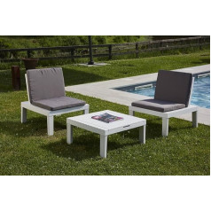 Dmora - Cervia Outdoor Lounge Set with 2 Seats with Backrest and 1 Multifunctional Module, Lounge with Cushion, 100% Made in Italy, White