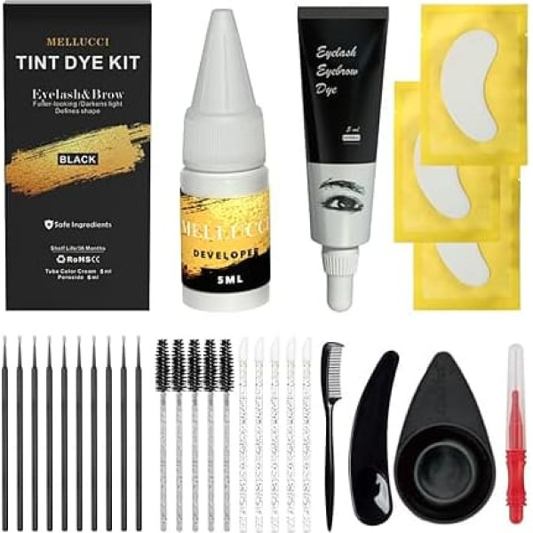 Eyebrow and Eyelash Colour Set, 2-in-1, 6-8 Weeks Hold, Black, Eyebrows and Eyelashes, Professional Result for Salon and Home