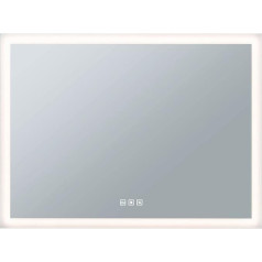 Paulmann Mirra 93013 LED Illuminated Mirror with Touch Switch IP44 800 x 600 mm White Switch Square Including 1 x 22 Watt Chrome White 2700 K - 6500 K
