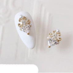 G914 3D Butterfly Love Flower Alloy Nail Art Zircon Pearl Crystal Metal Manicure Nails Supplies Decorations Charms Pack of 10