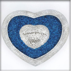 Plant Bowl Planter Heart Garden Unforgettable Grave Ornament with Glass Gravel for the Winter Months Azure Blue