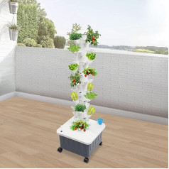 Hydroponic Growing System, 50 Plants Indoor Vertical Tower Garden System Kit with Wheels, Rolling Vertical Hydroponic Tower Indoor Smart Garden and Outdoor Garden Kit for Home Gardeners