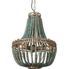 FIRVRE Bohemian Boho Natural Wooden Beads Ceiling Lighting E27 Loft French Landscape Chandelier Antique Ceiling Pendant Light for Bedroom Kitchen Island Dining Room Living Room