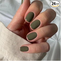 Kaiperala 24 Pieces Short False Nails Dark Green to Stick on Nails Removable Nails for Sticking False Nails for Women Girls Nail Art Accessories