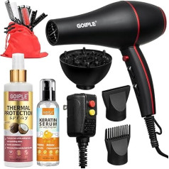 Professional Hair Dryer Set - Lonic Lightweight Low Noise Constant Temperature Hair Dryer 1800W for Women Men Includes a Diffuser for Curly Hair and a 21 Pieces
