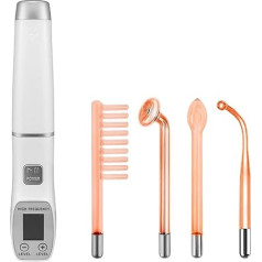 High Frequency Electrotherapy Wand with Display Multifunctional Portable Handheld Light Therapy Stick for Acne Skin Rejuvenation Hair Growth Facial Device (White Digital Handle with 4 Tubes Orange)