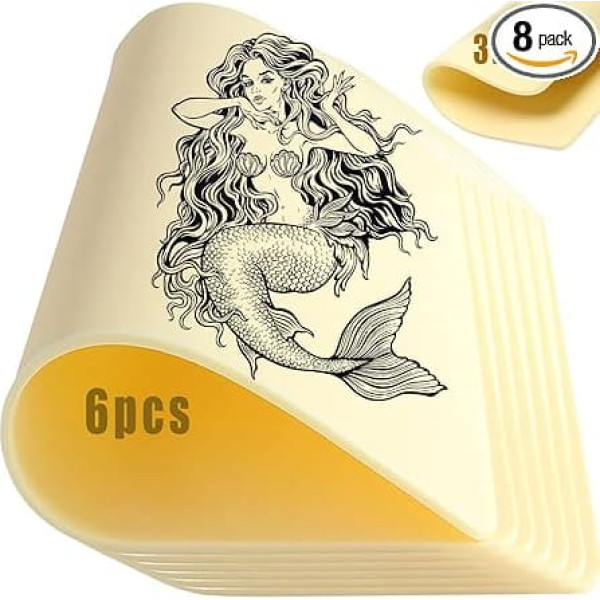 Tattoo Skin Exercise Kit 4mm 30x21.1cm Thick Blank Silicone with 2 Tattoo Templates for Tattoo Beginners and Experienced Tattoo Artists 6 Pieces