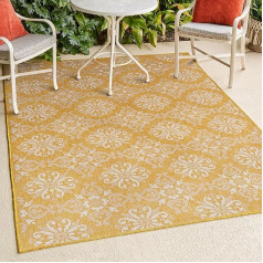 TSN206C-3 Amora Traditional Mediterranean Tile Design 3ft x 5ft Indoor/Outdoor Area Rug Easy Clean Non Shedding Perfect for Patio Backyard Porch Yellow