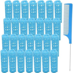 MOODKEY Plastic Hair Rollers 1.5cm Heat Free Clip On Self Gripping Hair Rollers Hairdressing Curlers Tools for DIY Hair Salon 28pcs