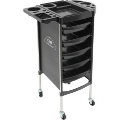 Salon Trolley, Multifunctional Barber Storage Cart for Hairdressing Products, Salon Cart with Universal Wheels and 5 Drawers, Portable Cart with 6 Tiers (Black)