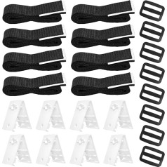 S-Union Pool Reel Roller, Mobile Solar Film, Solar Blanket Strap Kit for Universal Swimming Pools in the Floor, Including 8 Nylon Straps with Tabs, 8 Cord Plates, 8 Buckles