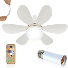 Ceiling Fans with Light Lamp E27 Socket and Remote Control, 30 W Ceiling Fan Light Dimmable, Quiet Ceiling Fan 6 Blades for Bedroom, Living Room, Kitchen, 3 Speeds, 3 Colours (30 W)